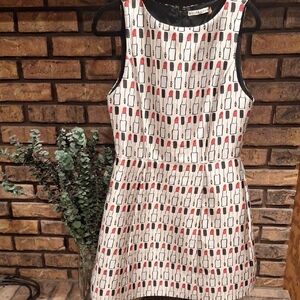 Alice + Olivia Lipstick Print Midi Dress - Red, Black, White